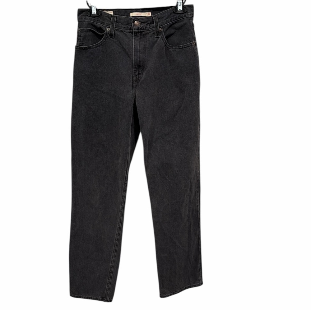 Levi’s Dad Jeans Washed Black High Rise Baggy Straight Denim 25 - Picture 2 of 9